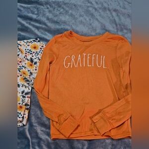 Rae Dunn Orange 'Grateful' Kids Pajama Set Fall Theme Sized Like 8/10